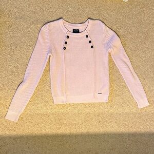 Baby Pink Button-Detail Knit Sweater